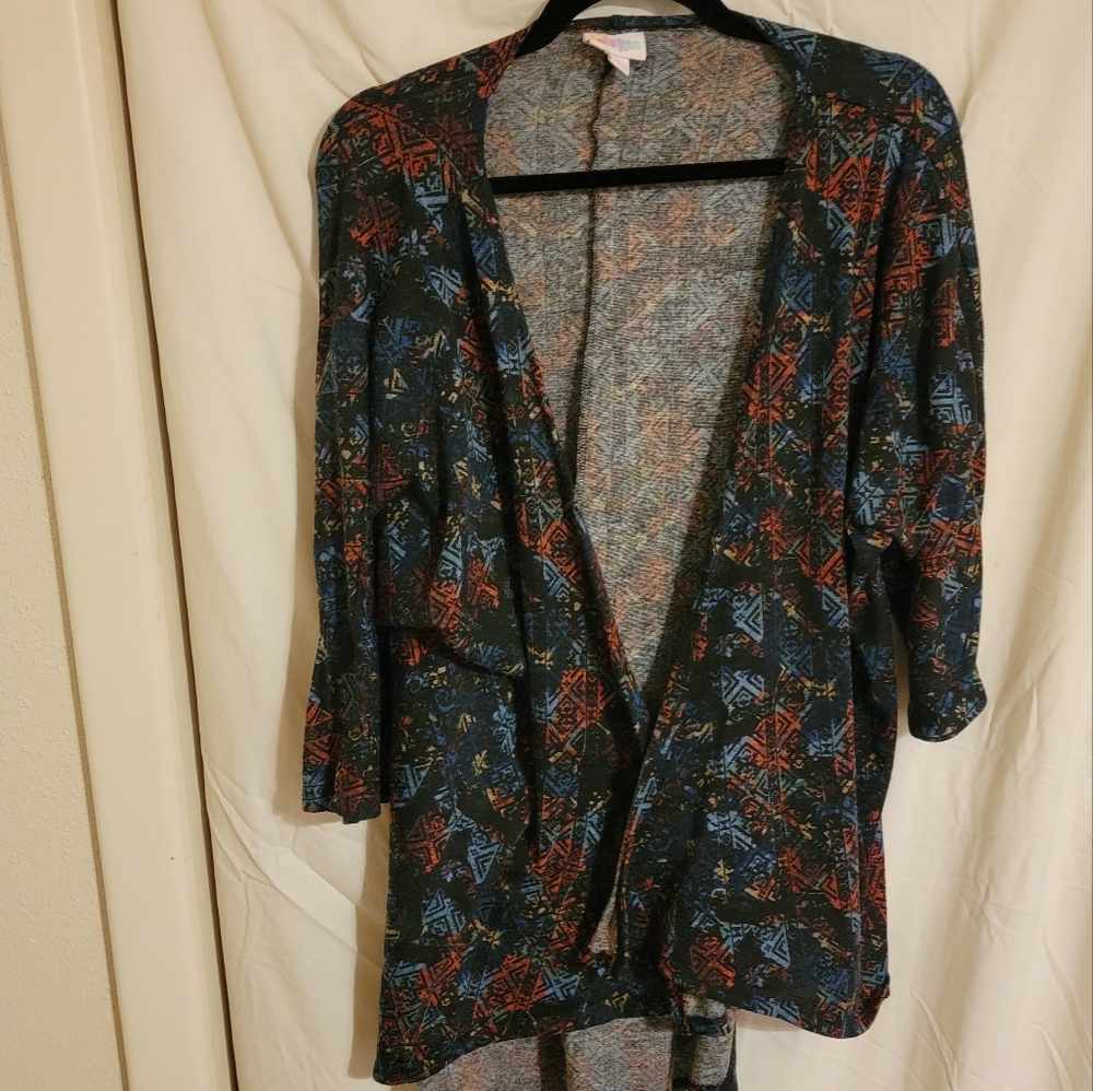 LuLaRoe Blue Print Long Sleeved Kimono Size S